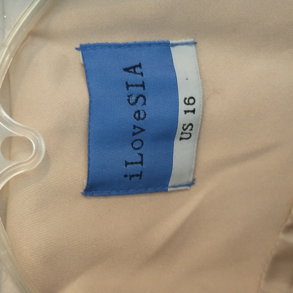 I Love SIA Trench Coat w/Tie Belt Tan Double Breasted 3/4 Sleeves Pockets XL - Picture 3 of 9